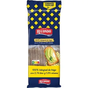 Pan Tostado 100% Integral con Lino y Sésamo 60 Rebanadas Recondo