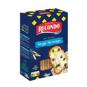 Pan Tostado sin Sal y sin Azúcar Añadidos Recondo 270 G.