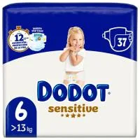 Pañal + 13 Kg Talla 6 Dodot Sensitive, Paquete 37 Uds