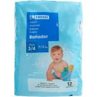 Pañal Bañador 7-13 Kg Talla 3-4 Eroski, Paquete 12 Uds