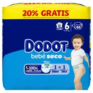 Pañal Bebé Seco Talla 6 13-18 Kg 66 u