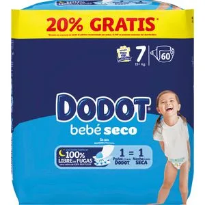 Pañal Bebé Seco Talla 7 +15 Kg 60 u
