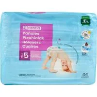 Pañal Canal Absorbente 13-18 Kg Talla 5 Eroski, Paquete 44 Uds