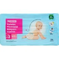 Pañal Canales Absorbentes 4-9 Kg Talla 3 Eroski, Paquete 54 Uds