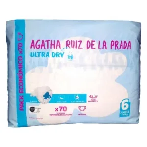 Pañales Agatha Ruiz de la Prada Ultra Dry Talla 6 (+16 Kg) 70 Ud. Exclusivo Carrefour