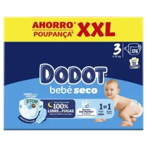 Pañales Bebé Seco Dodot T3 (6-10 Kg.) 176 Ud.