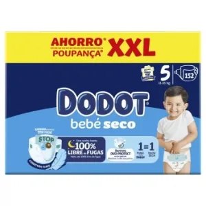 Pañales Bebé Seco Dodot T5 (11-16 Kg.) 152 Ud.