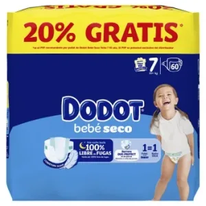 Pañales Bebé Seco Dodot T7 (15+ Kg) 60 Ud.