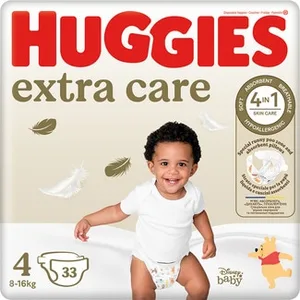 Pañales Hipoalergénicos Extra Care con Cuidado de la Piel 4 en 1 Talla 4 (8-16 Kg) Huggies