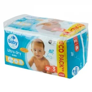 Pañales My Carrefour Baby Ultra Dry T3 (4-9 Kg) 104 Ud.