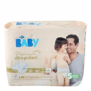 Pañales Premium Ultra Protect Carrefour Baby T5 (11kg.-25kg) 36 Ud.