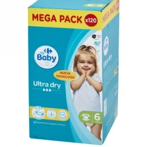 Pañales Ultra Dry My Carrefour Baby T6 (+16 Kg) 120 Ud.