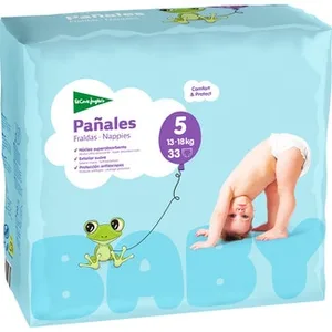Pañales Unisex de 13 a 18 Kg Talla 5 Elásticos y Transpirables  el Corte Ingles 33 Unidades