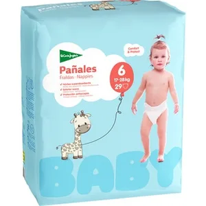 Pañales Unisex de 17 a 28 Kg Talla 6 Elásticos y Transpirables  el Corte Ingles 29 Unidades