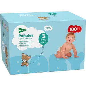 Pañales Unisex de 4 a 10 Kg Talla 3 Elásticos y Transpirables Pack 2 X 50 Unidades  el Corte Ingles 100 Unidades