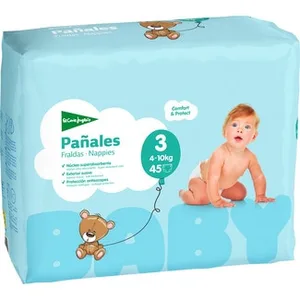 Pañales Unisex de 4 a 10 Kg Talla 3 Elásticos y Transpirables  el Corte Ingles 45 Unidades