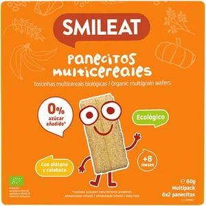 Panecitos Multicereales Ecológicos con Plátano y Calabaza desde 8 Meses y sin Azúcares Añadidos Smileat