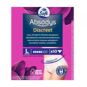 Pants para Incontinencia de Orina L 44-56 Absodys Discreet Soft Carrefour 10 Ud.