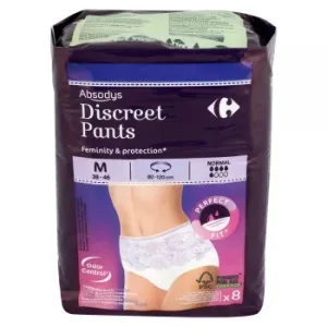 Pants para Incontinencia de Orina Normal Talla M Absodys Carrefour 8 Ud.