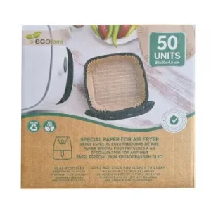 Papel Cuadrado Especial para Freidoras de Aire Ecofami 50 Ud.