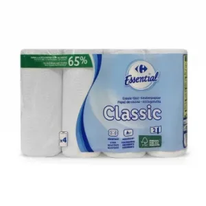 Papel de Cocina Classic Carrefour Essential 4 Rollos.