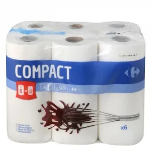 Papel de Cocina Compact Carrefour 6 Rollos.