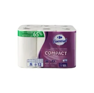 Papel de Cocina Compact Carrefour 6 Rollos.