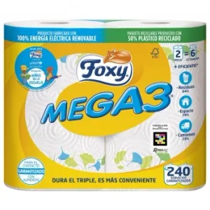 Papel de Cocina Mega3 Foxy 2 Rollos.