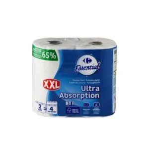 Papel de Cocina Ultra Absorbente XXL Carrefour Essential 2 Rollos