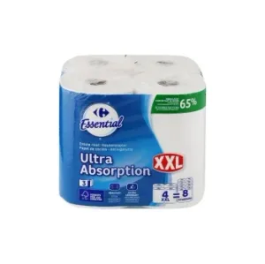 Papel de Cocina Ultra Absorbente XXL Carrefour Essential 4 Rollos