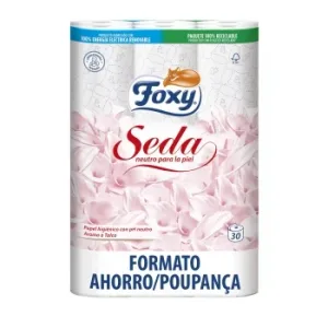 Papel Higiénico 3 Capas Seda Foxy 30 Rollos.