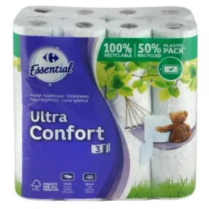 Papel Higiénico 3 Capas Ultra Confort Carrefour 32 Rollos.