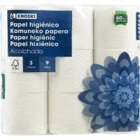 Papel Higiénico Acolchado Eroski, Paquete 9 Rollos