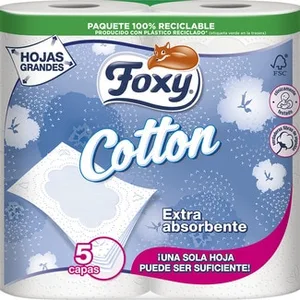 Papel Higiénico Cotton Extra Absorbente 5 Capas  Foxy 3.99 Unidad