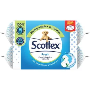 Papel Higiénico Húmedo Fresh con Agua Micelar y Vitamina e Pack 2  Scottex 74 Unidades