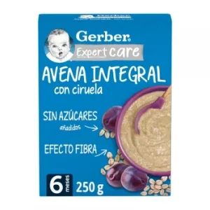 Papilla Infantil desde 6 Meses Avena Integral con Ciruela Gerber sin Azúcar Añadido 250 G.