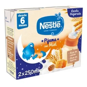 Papilla Infantil desde 6 Meses con Miel Nestlé Pijama Pack de 2 Unidades de 250 Ml.