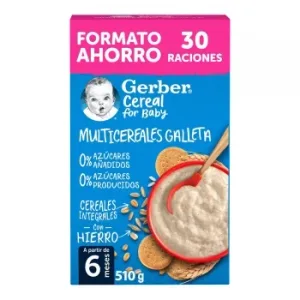 Papilla Infantil desde 6 Meses Gerber Multicereales Galleta sin Azúcar Añadido 510 G.