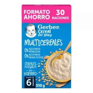 Papilla Infantil desde 6 Meses Gerber Multicereales sin Azúcar Añadido 510 G.
