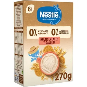 Papilla Multicereales y Galleta 0% Azúcares Añadidos 0% Azúcares Producidos desde 6 Meses Nestle