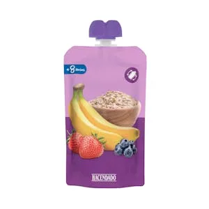 Papilla Plátano, Fresa, Arándanos y Avena Hacendado +8 Meses 0.12 KG