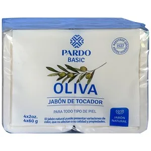 Pardo Basic Pastillas de Jabón de Tocador con Oliva, para Todo Tipo de Pieles 4 X 60 G. 240 G