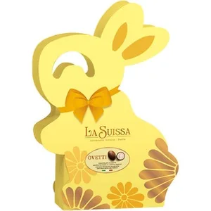 Huevos de Pascua de Chocolate con Leche Rellenos de Cacao y Cereales en con Forma de Conejo, Distintos Envases Se Surten según Existencias la Suissa