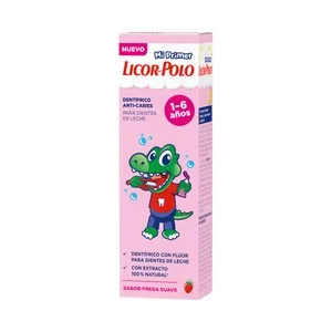 Licor del Polo Pasta de Dientes Infantil con Sabor Fresa para Niños de 1 a 6 Años Licor del Polo Mi Primer 50 Ml.