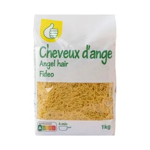 Producto Económico Alcampo Pasta Fideos Cabellín de Calidad Superior 1 Kg. 1000 G