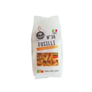 Pasta Fusilli Italiano Carrefour Original 500 G.