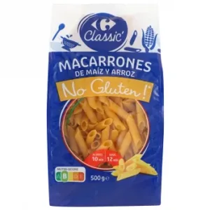 Pasta Macarrones de Maíz y Arroz Carrefour Classic No Gluten 500 G.
