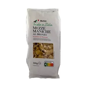 Producto Alcampo Pasta Mezze Maniche al Bronzo Tavola In Italia 500 G.