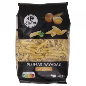 Pasta Plumas Rayadas al Huevo Carrefour Extra 500 G.