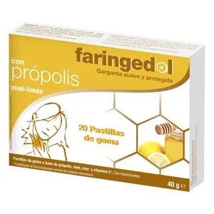 Faringedol Pastillas de Goma a Base de Própolis, Miel, Zinc y Vitamina C Faringedol 20 Uds.